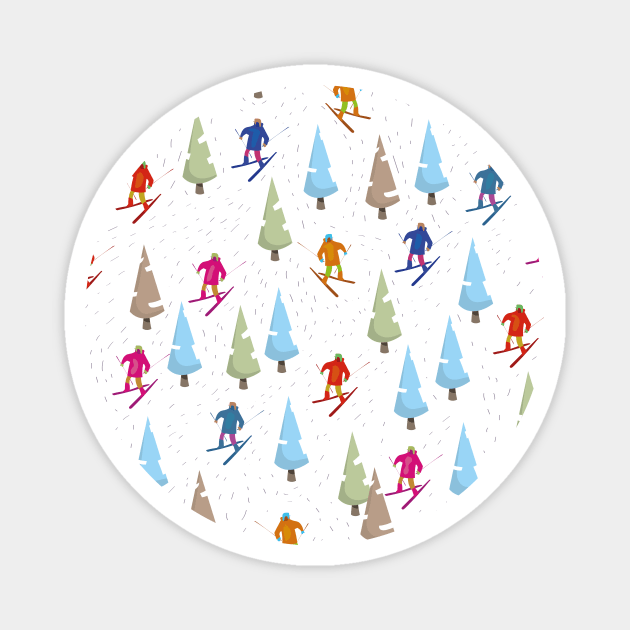 Cartoon ski pattern/ Magnet by nickemporium1